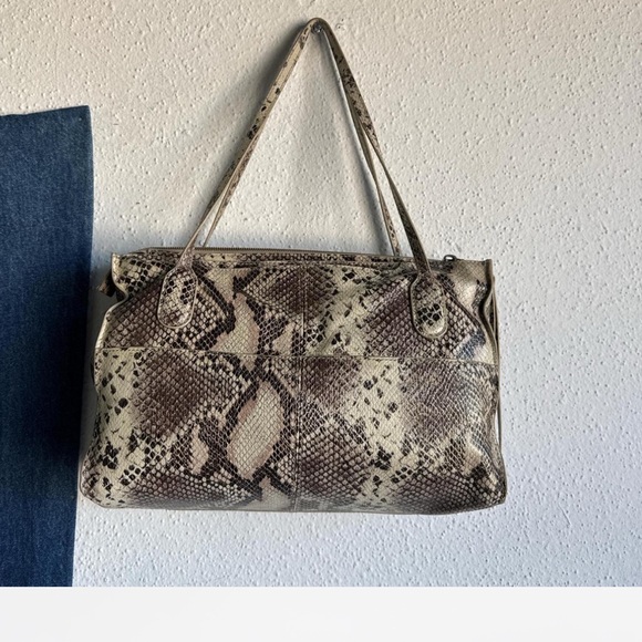 HOBO Brown and Black Shoulder Bag with Snakeskin Pattern - Picture 4 of 6